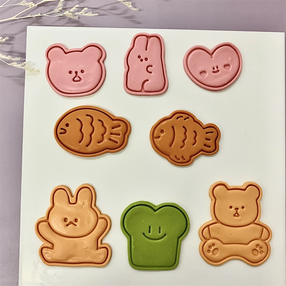 Bunny Cake Mold - Cute Animal Cookie Embossing Stamp Fish