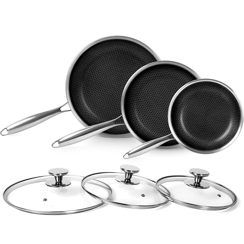 Egg Waffle Pan - Stainless Steel Frying Pan with Lid