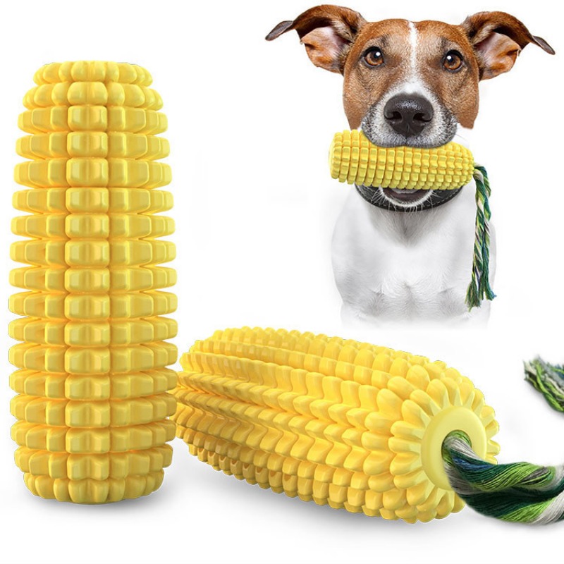 Corn Dog Stick - Squeaky Corn Dog Toothbrush Chew Stick