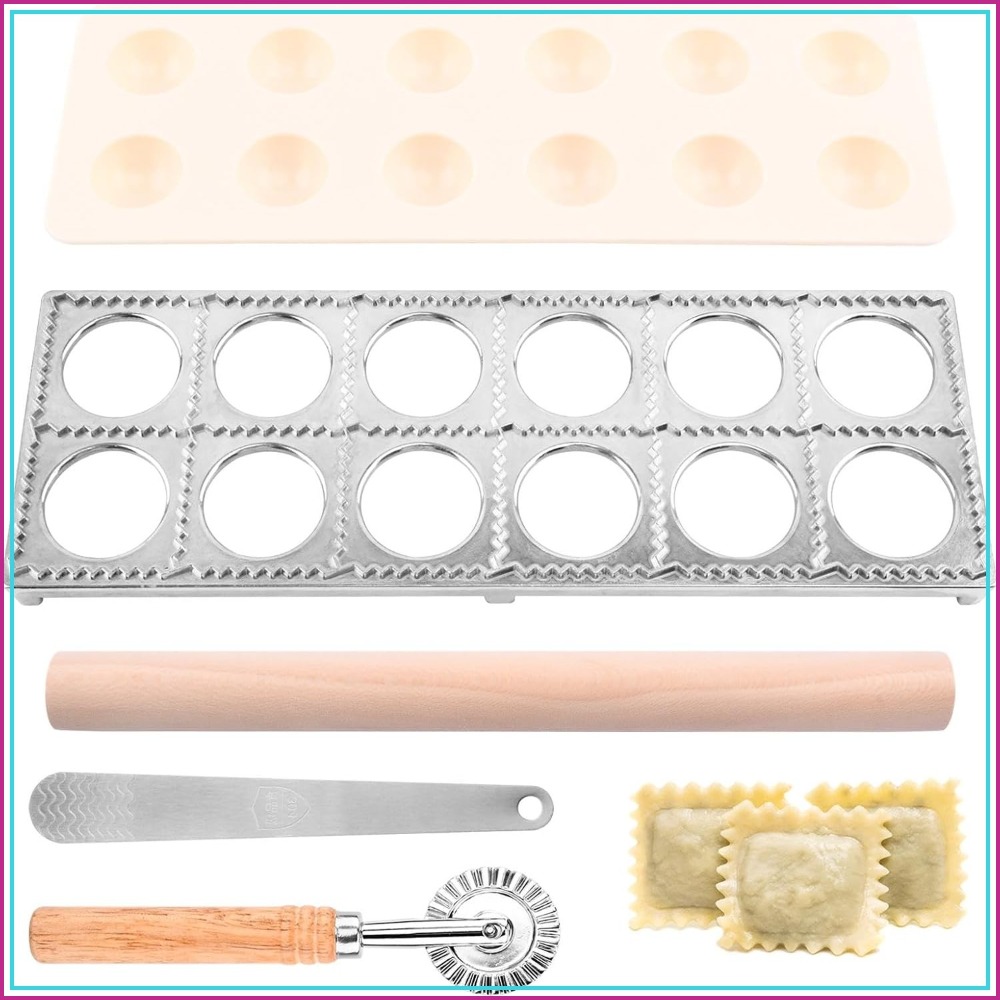 Dumpling Press Set - 12-Hole Ravioli Press Mold Set with