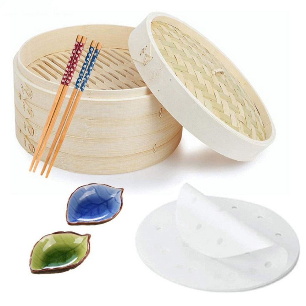 Bao Steamer Bamboo - Bamboo Steamer Basket with Lid Dumpling