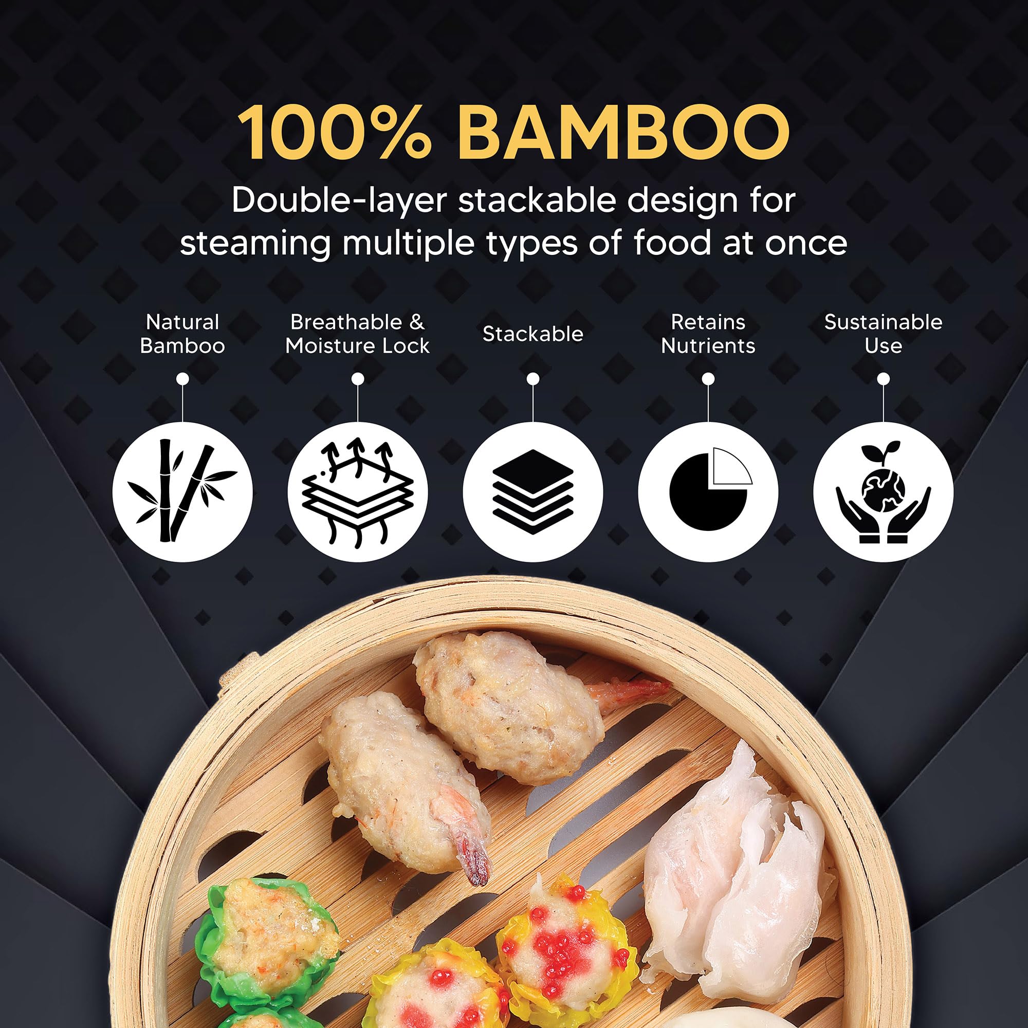 10-Inch Bamboo Food Steamer wi - Bao Steamer Bamboo recension och pris