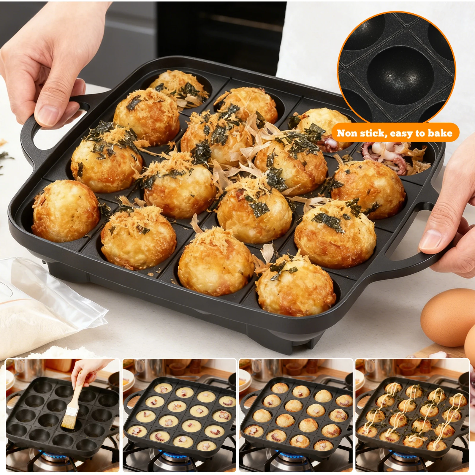 16 Holes Takoyaki Pan Cast Alu - Takoyaki Grill Plate recension och pris