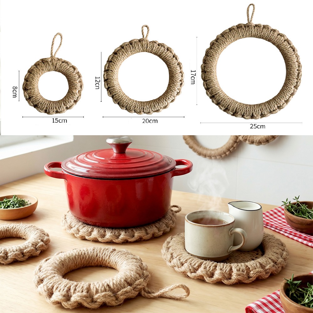 2Pcs Rustic Jute Woven Trivets - Cast Iron Corn recension och pris