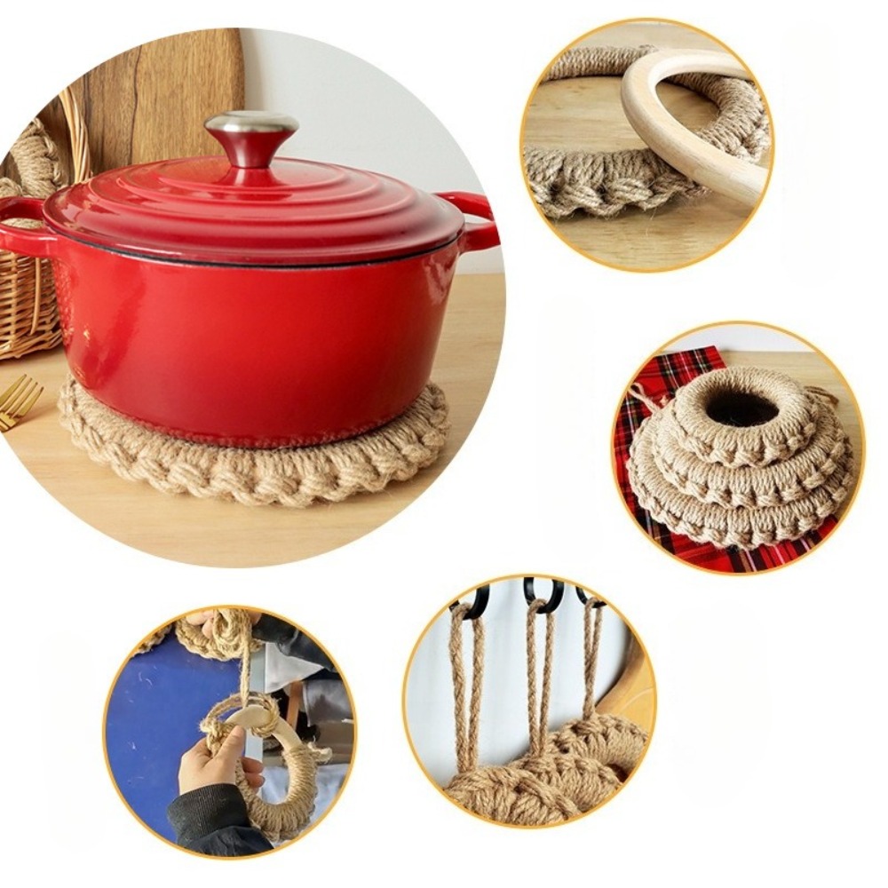 2Pcs Rustic Jute Woven Trivets - Cast Iron Corn recension och pris