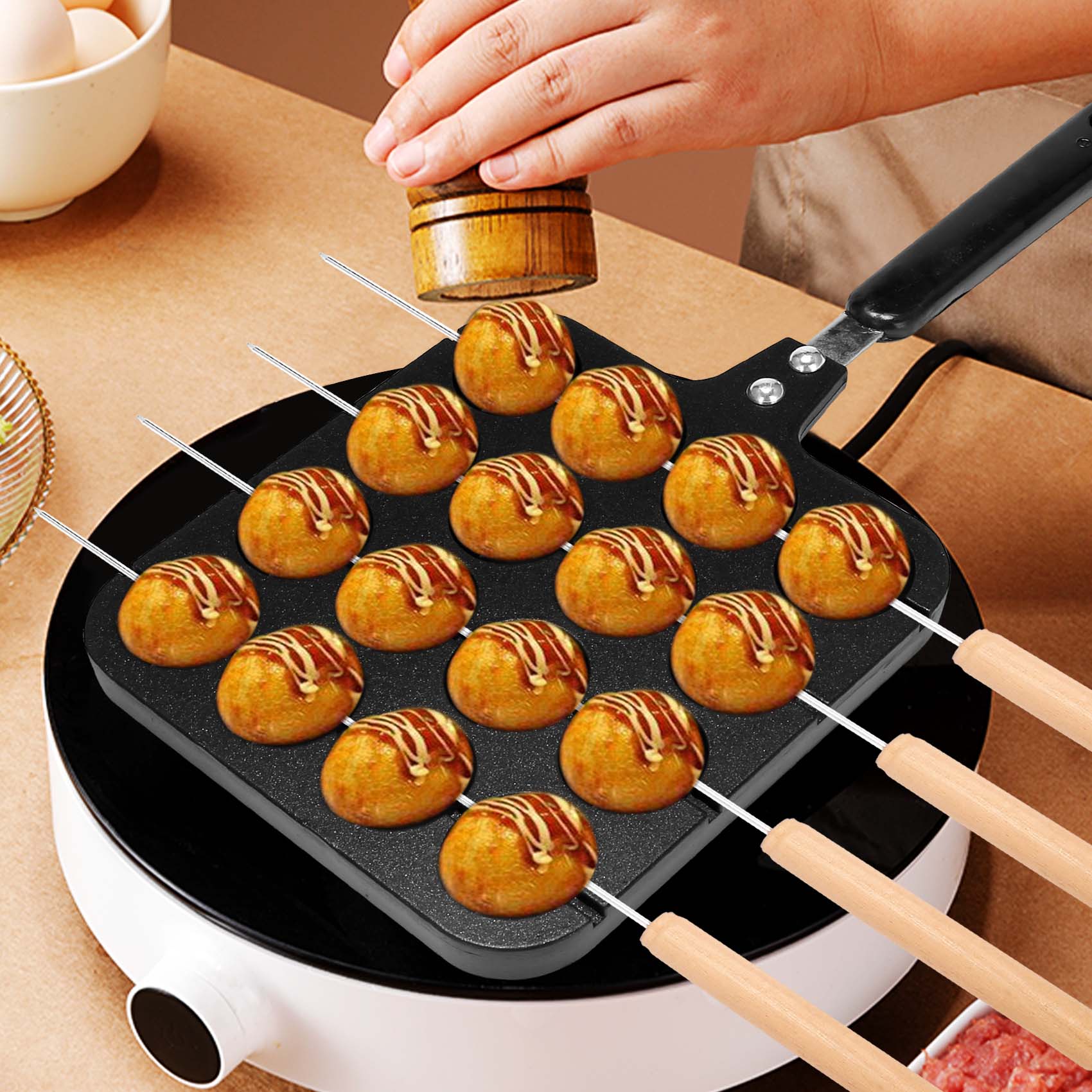 F-T 16 Holes Aluminum Takoyaki - Takoyaki Grill Plate recension och pris